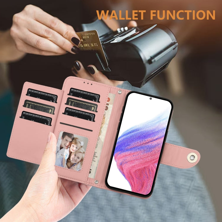 Funda de Cuero para Cubot A10 con Tapa Textura Rombal y Cordón (Rosa Coral)