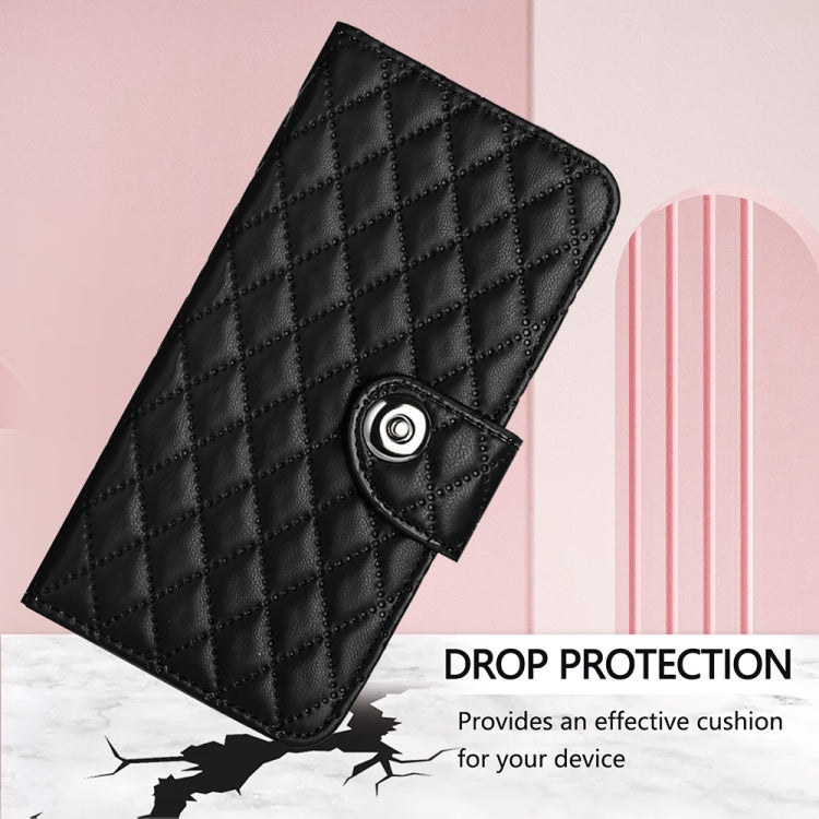 Funda de Cuero con Tapa y Textura Rombal para Cubot Note 40 con Cordón (Negro)