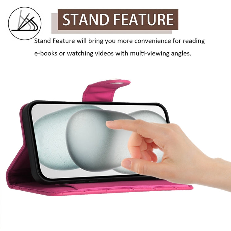 Funda de Cuero con Tapa y Textura Rombal para Cubot Note 40 con Cordón (Rosa y Rojo)