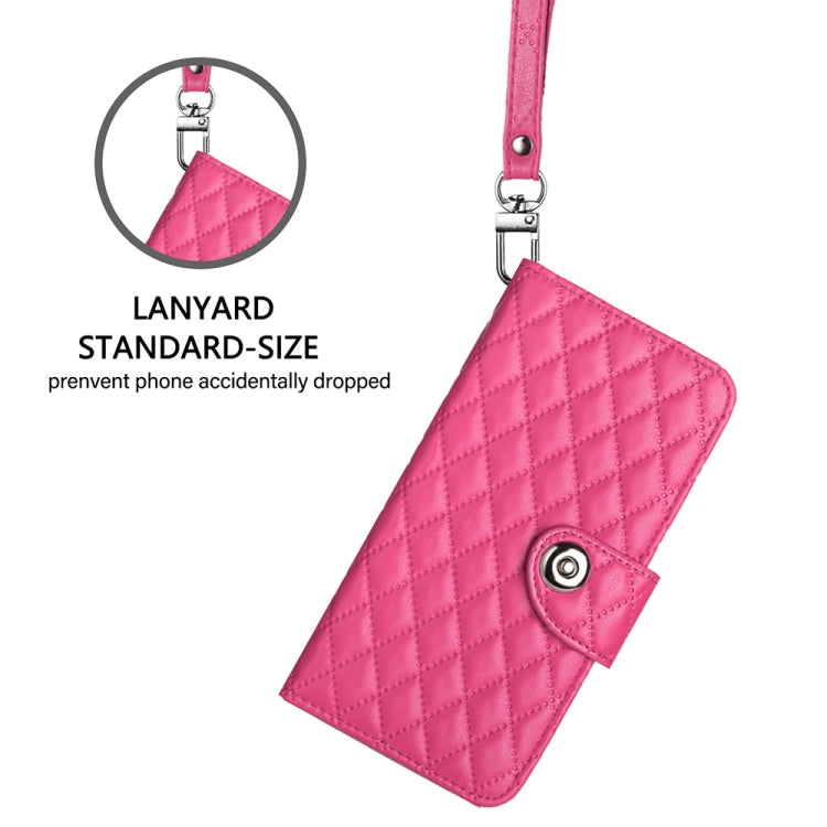 Funda de Cuero con Tapa y Textura Rombal para Cubot Note 40 con Cordón (Rosa y Rojo)