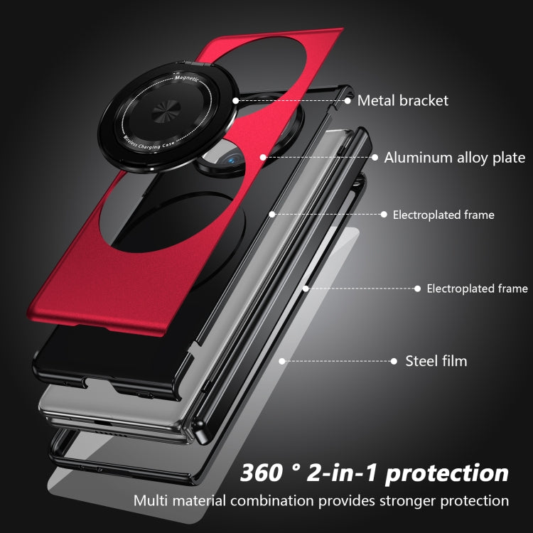 Funda para Teléfono Huawei Mate X5 con Anillo Giratorio Plegable y Medalla Dorada (Rojo)
