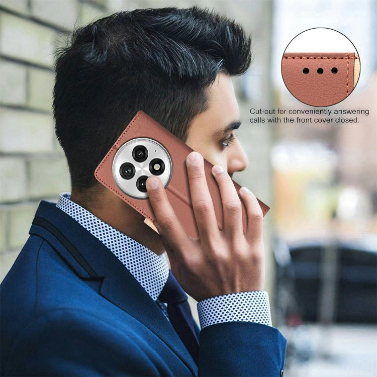 Funda de Cuero Antirrobo con Protección Rfid para OnePlus 13 (Marrón)