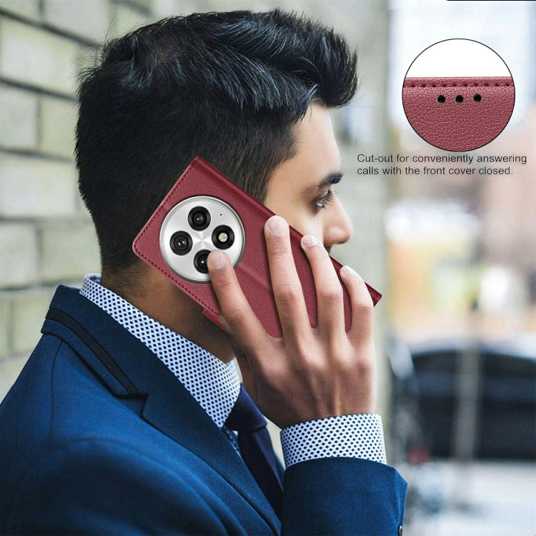 Funda de Cuero Antirrobo RFID con Textura Litchi para OnePlus 13 (Rojo)
