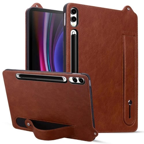Funda para Tablet Samsung Galaxy Tab S10 Ultra S9 Ultra Piel Sintética TPU Correa (Marrón)