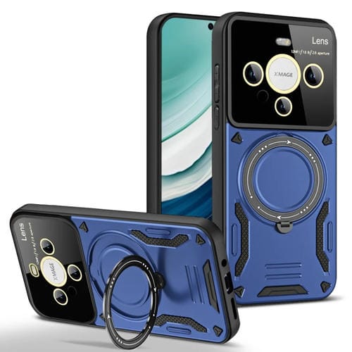 Funda para Teléfono Huawei Mate 60 Pro/60 Pro+ con Soporte Magsafe y Ventana Grande (Azul)