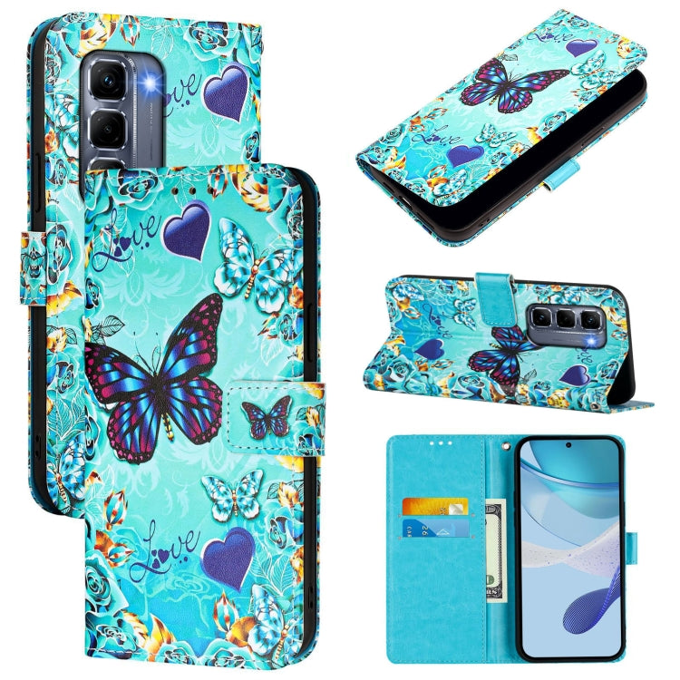 Funda de Cuero para Infinix Hot 50 Pro+ 4G con Patrón Mariposa de Amor