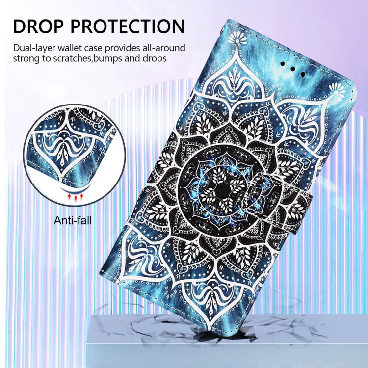 Funda de Cuero para Infinix Hot 9 y Hot 9 Pro con Tejido Liso y Estampado Mandala Submarina
