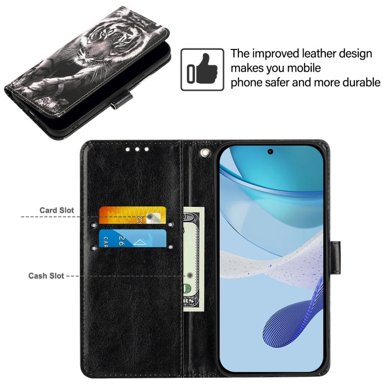 Funda de Cuero Doogee N55 Plus con Diseño Tigre Blanco y Negro