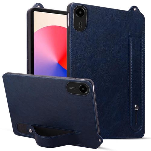 Funda de TPU con parte trasera de cuero y correa para Xiaomi Redmi Pad 2 (azul oscuro)