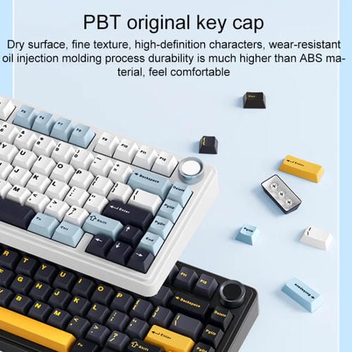 Teclado Mecánico Aula F75 80 Teclas con Cable, 2,4G y Bluetooth, RGB Personalizado (Azul Marino)