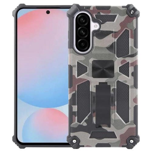 Funda para Teléfono Samsung Galaxy A56 5G Soporte Camuflaje Carcasa Híbrida TPU PC (Verde Militar)