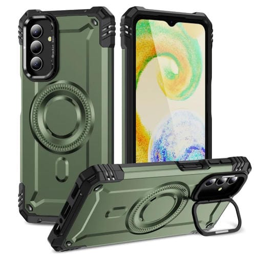 Estuche para Teléfono Samsung Galaxy A04S con Soporte para Lente Magsafe (Verde Militar)