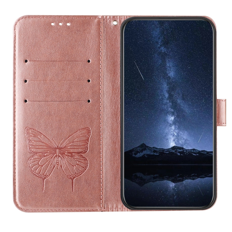 Funda de Cuero para Cubot A10 con Diseño de Mariposa en Relieve (Oro Rosa)