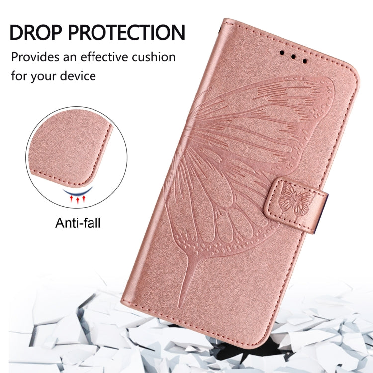 Funda de Cuero para Cubot A10 con Diseño de Mariposa en Relieve (Oro Rosa)