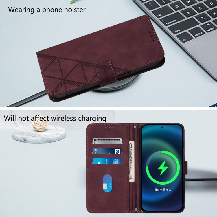 Funda de Cuero con Tapa y Relieve 3D para Cubot A10 (Rojo Vino)
