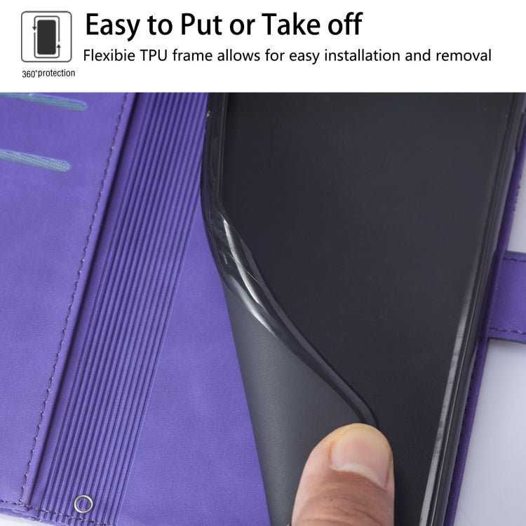 Funda de Cuero con Tapa y Relieve 3D para Cubot A10 (Morado)