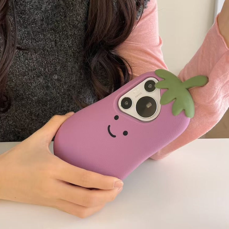 Funda de Silicona Huawei P70 Pro/P70 Pro+ con Dibujos 3D de Berenjena (Morado)
