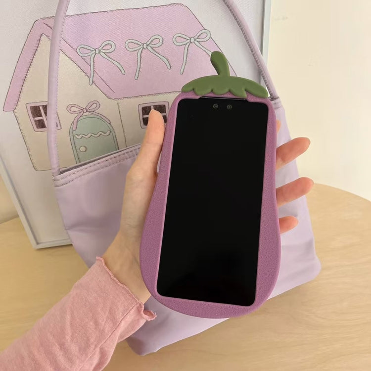 Funda de Silicona Huawei P70 Pro/P70 Pro+ con Dibujos 3D de Berenjena (Morado)