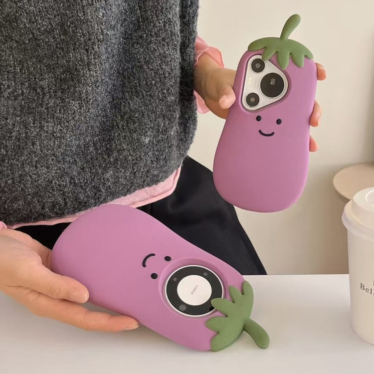 Funda de Silicona Huawei Mate 60 Pro con Dibujos 3D de Berenjena (Morado)