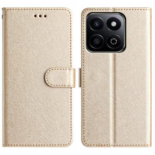 Funda de Cuero con Tapa Horizontal y Textura de Seda para Honor X7C 4G/200 (Dorada)