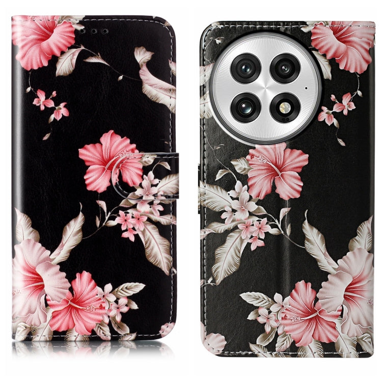 Funda de Cuero para OnePlus 13 con Patrón Mármol y Dibujo de Colores (Azalea)
