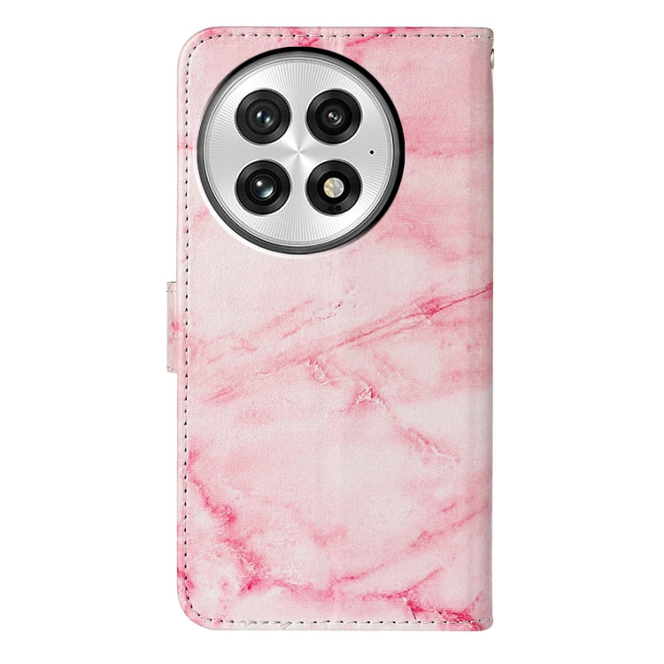 Funda de Cuero para OnePlus 13 con Patrón Mármol y Dibujo de Colores (Mármol Rosa)