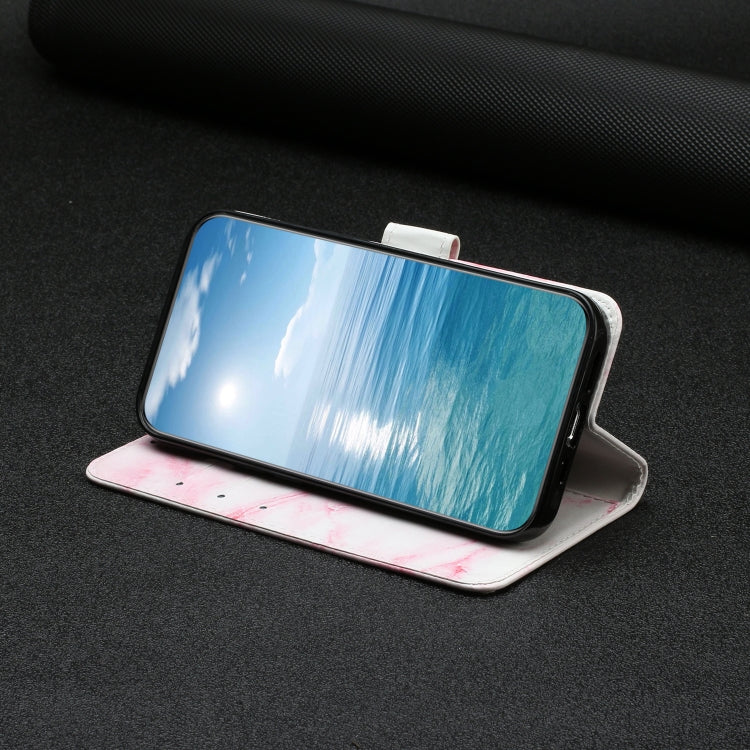 Funda de Cuero para OnePlus 13 con Patrón Mármol y Dibujo de Colores (Mármol Rosa)