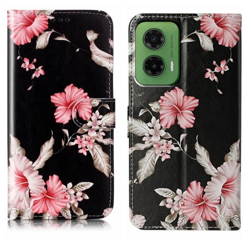 Funda de Cuero para Motorola Moto G35 con Patrón Mármol y Dibujo de Colores (Azalea)