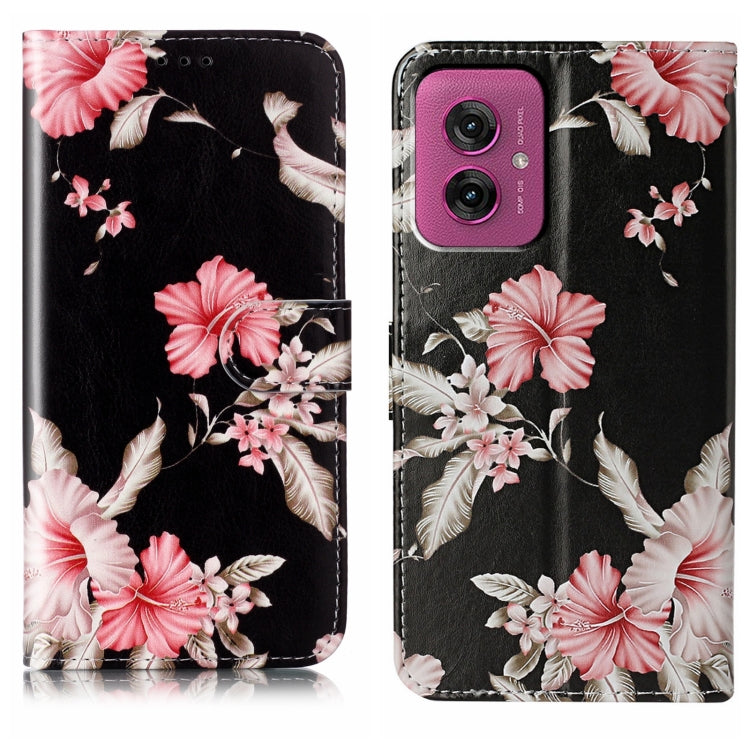 Funda de Cuero para Motorola Moto G55 con Patrón de Mármol y Dibujo de Colores (Azalea)