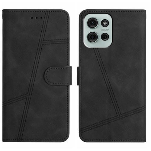 Funda de Cuero con Costuras para Motorola Moto G75 (Negra) Tacto Suave