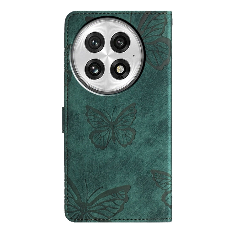 Funda de Piel con Relieve de Mariposa para OnePlus 13 (Verde)