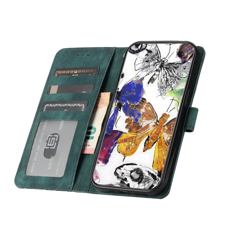 Funda de Piel con Relieve de Mariposa para OnePlus 13 (Verde)