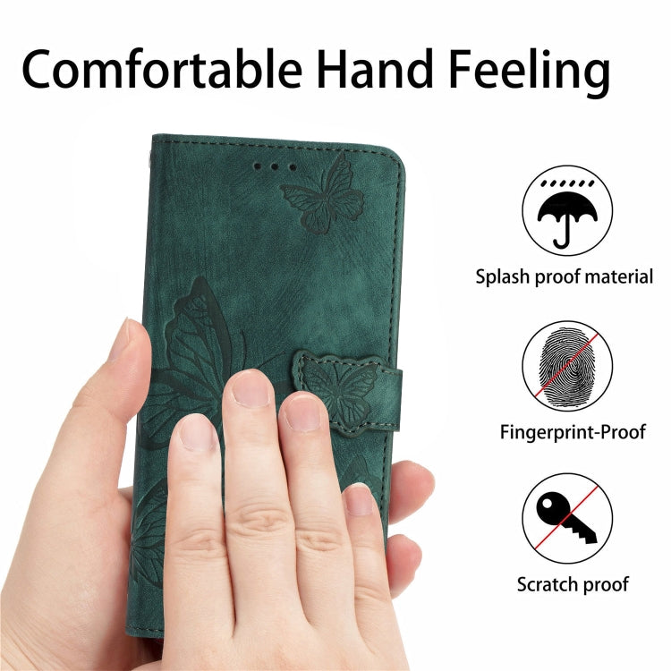 Funda de Piel con Relieve de Mariposa para OnePlus 13 (Verde)