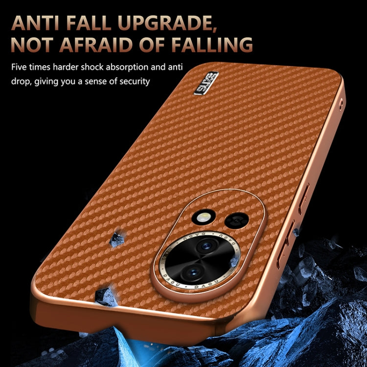 Funda para Teléfono Azns con Textura de Fibra de Carbono y Borde Galvanizado para Huawei Nova 13/Nova 12 (Negra)