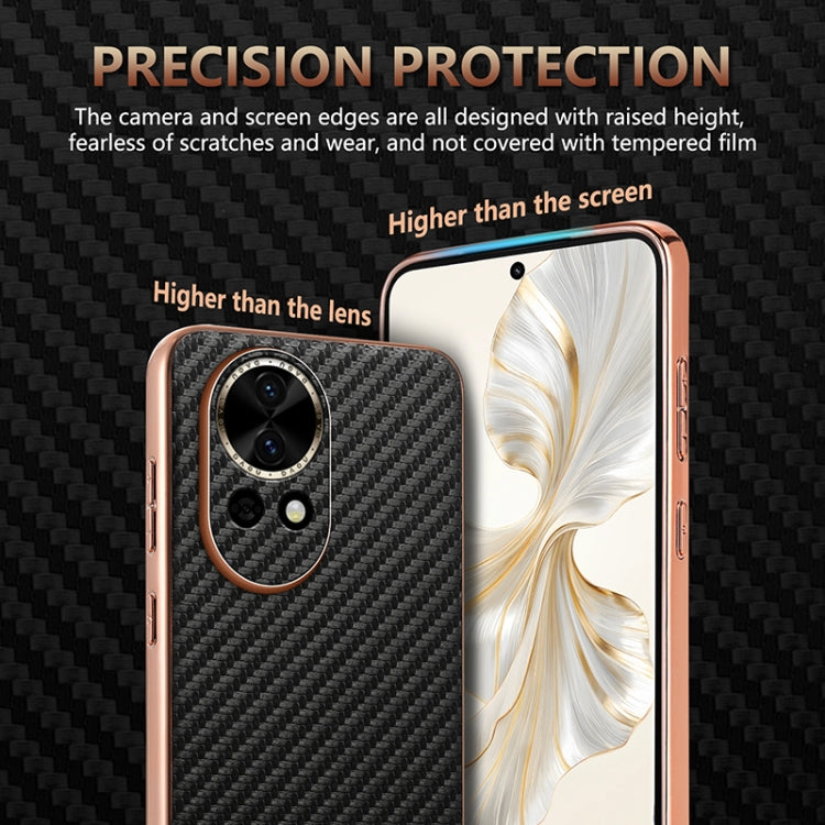 Funda para Teléfono Azns con Textura de Fibra de Carbono y Borde Galvanizado para Huawei Nova 13/Nova 12 (Negra)
