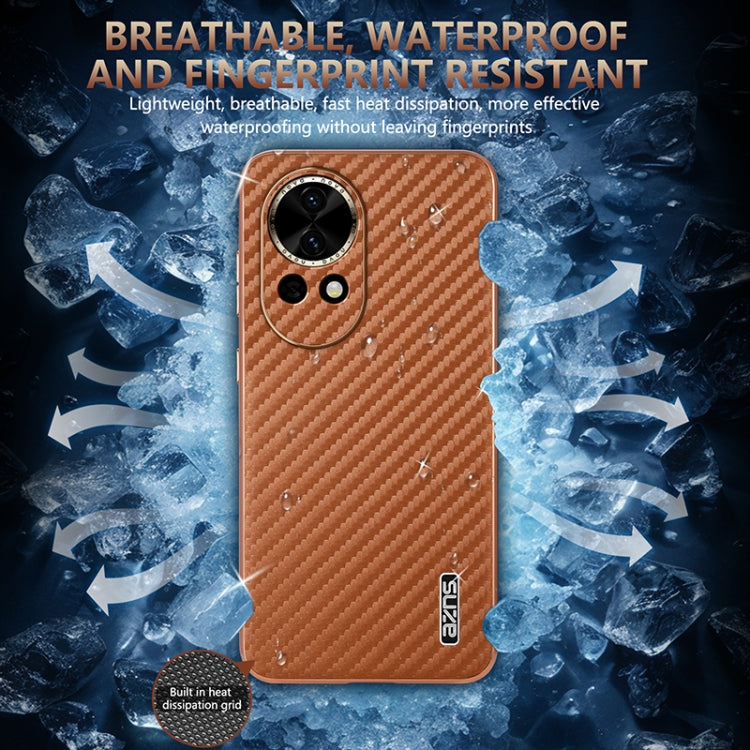 Funda para Teléfono Azns con Textura de Fibra de Carbono y Borde Galvanizado para Huawei Nova 13/Nova 12 (Negra)