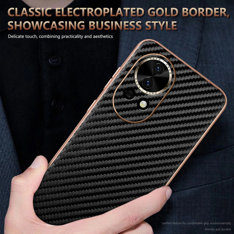 Funda para Teléfono Azns con Textura de Fibra de Carbono y Borde Galvanizado para Huawei Nova 13/Nova 12 (Negra)
