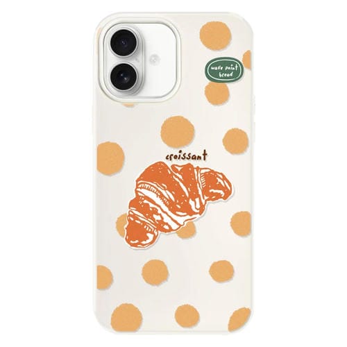 Funda híbrida TPU y Policarbonato iPhone 16 Croissant de Lunares (Blanco)