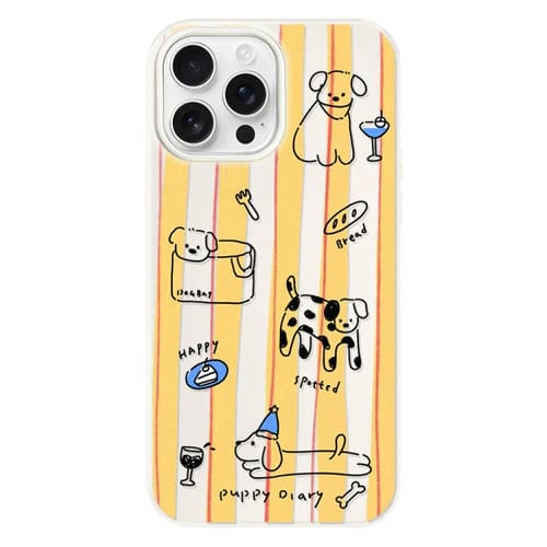 Funda híbrida TPU y PC iPhone 15 Pro Max línea de dos colores (Perro Blanco)