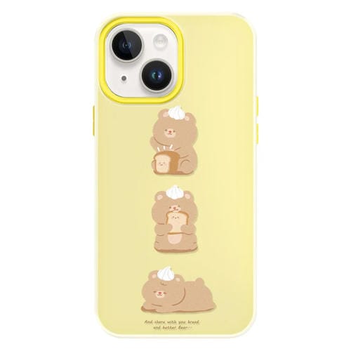 Funda híbrida TPU y PC iPhone 14 Tacto Sedoso (Amarillo Oso de Pan)