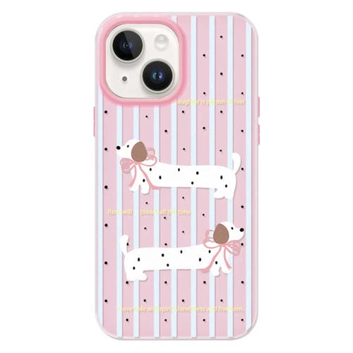 Funda híbrida TPU y PC iPhone 14 Tacto Sedoso (Puppy Yellow)