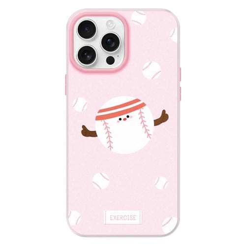 Funda híbrida TPU PC iPhone 13 Pro Max Tacto sedoso (Rosa Béisbol Deportivo)