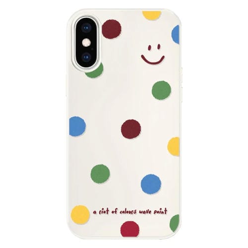 Funda híbrida TPU Policarbonato iPhone X/Xs Tacto Sedoso (Sonrisa Lunares Blanco)