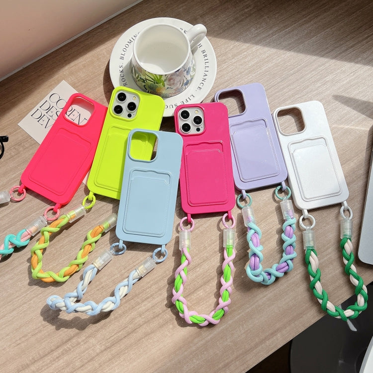 Estuche para Teléfono Dopamina iPhone 13 Pro con Ranura para Tarjeta y Cordón (Verde Fluorescente)