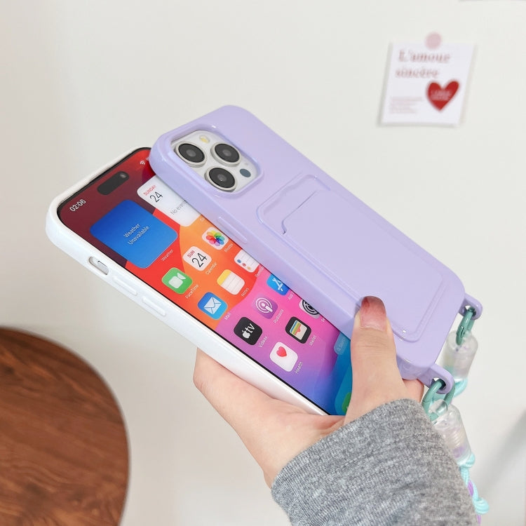 Estuche para Teléfono Dopamina para iPhone 13 Pro con Ranura para Tarjeta y Cordón (Rosa)