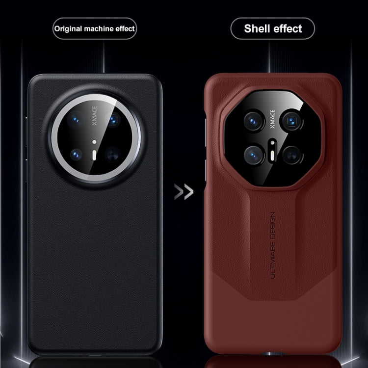 Funda de Cuero Híbrida Huawei Mate 70 Pro con Diseño Imitación PC (Rojo)