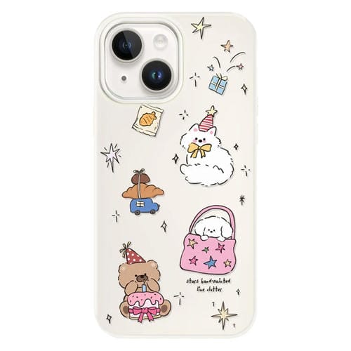 Funda híbrida TPU y PC Objeto Pequeño Star Shine para iPhone 14 Plus (Blanco)