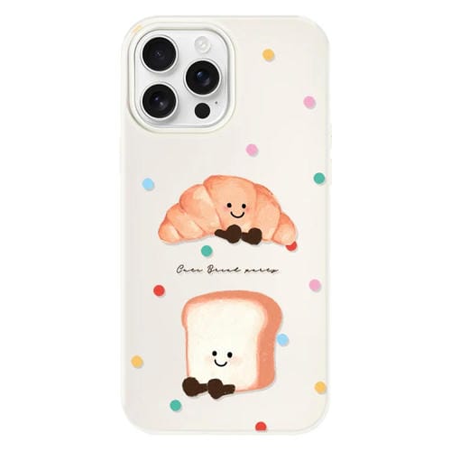 Funda híbrida TPU y PC iPhone 14 Pro Pan con Lunares y Blanco
