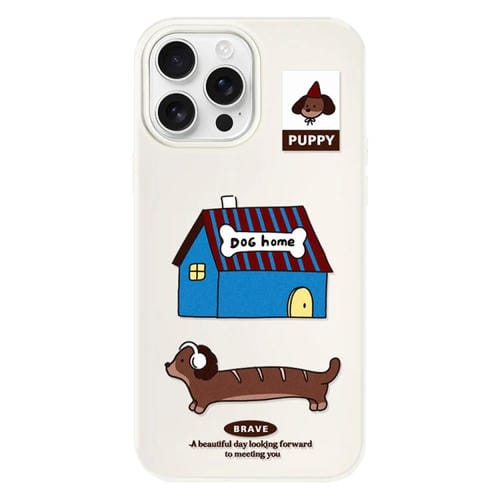 Funda híbrida TPU y PC iPhone 13 Pro Tacto de piel (Casa de Perro Blanca)