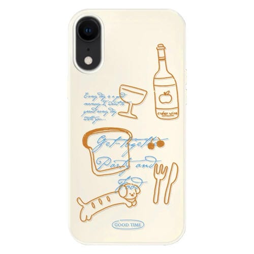 Funda híbrida TPU Policarbonato iPhone Xr Tacto Sedoso (Party Line Dog White)